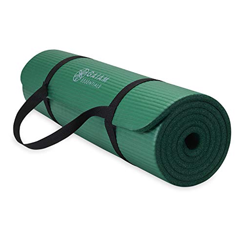 ヨガマット フィットネス Gaiam Essentials Thick Yoga Mat - Fitness and Exercise Mat with Easy-Cinch Carrier Strap Included - Soft Cushioning and Textured Grip - Multiple Colors Options (Green, 72"L X 24"W X 2/5 Inch Thick)ヨガマット フィットネス