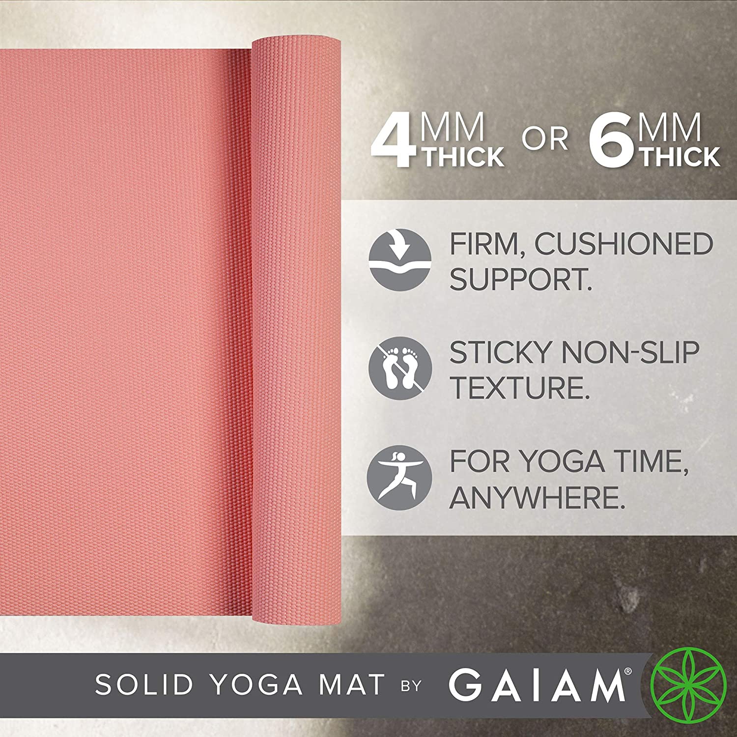 ヨガマット フィットネス 【送料無料】Gaiam Yoga Mat Premium Solid Color Reversible Non Slip Exercise amp; Fitness Mat for All Types of Yoga, Pilates amp; Floor Workouts, Ballet, 6mmヨガマット フィットネス