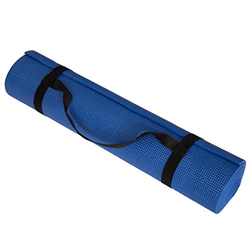 襬ޥå եåȥͥ Yoga Mat - Double Sided 1/4-Inch Workout Mat - 71x24-Inch Exercise Mat for Home Gym Fitness or Pilates with Carrying Strap by Wakeman (Blue)襬ޥå եåȥͥ