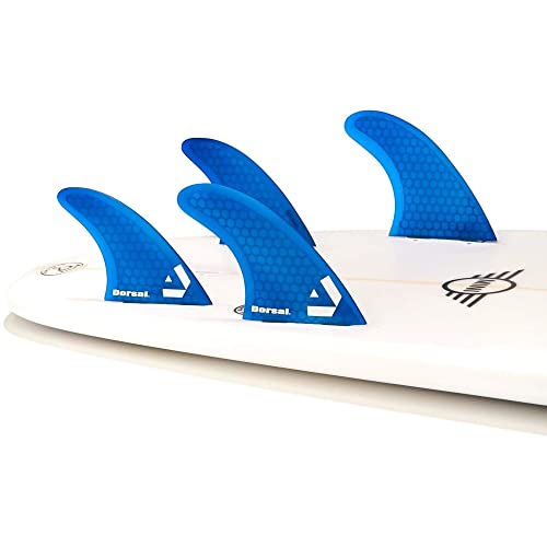 サーフィン フィン マリンスポーツ DORSAL Surfboard Fins Quad 4 Set FCS Compatible Blue Medium Fiberglass with Honeycomb Hexcoreサーフィン フィン マリンスポーツ