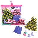 バービー バービー人形 着せ替え 衣装 ドレス Barbie Fashions 2-Pack Clothing Set, 2 Outfits Doll Include Yellow Plaid Dress, Floral Top, Denim Skirt 2 Accessories, Gift for Kids 3 to 8 Years Oldバービー バービー人形 着せ替え 衣装 ドレス