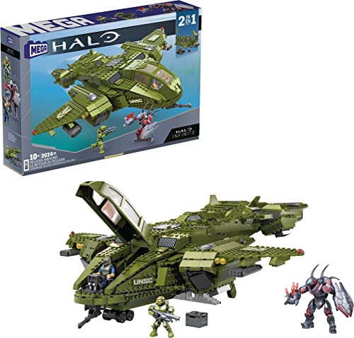 メガブロック メガコンストラックス ヘイロー 組み立て 知育玩具 MEGA Halo Infinite Toy Vehicle Building Set, Pelican Inbound Aircraft with 2024 Pieces, 3 Micro Action Figures and Accessories, メガブロック メガコンストラックス ヘイロー 組み立て 知育玩具