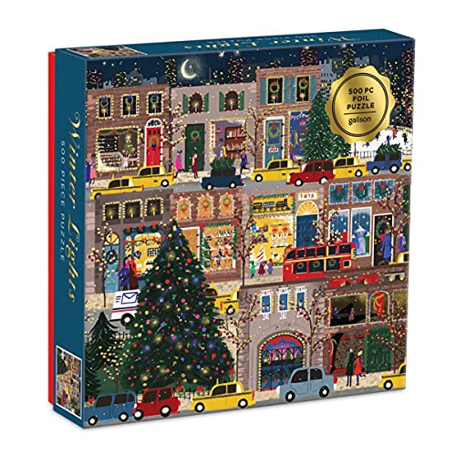 ジグソーパズル 海外製 アメリカ Galison Winter Lights Foil Puzzle 500 Pieces ? Holiday Jigsaw Puzzle Featuring Festive City Scene by Joy Laforme ? Thick Sturdy Pieces Challenging F…