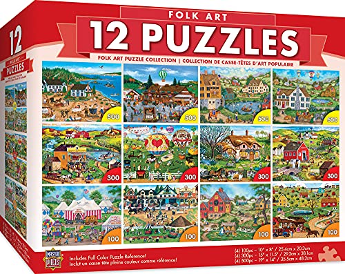 WO\[pY CO AJ MasterPieces 12 Pack Jigsaw Puzzles for Adults, Family, Or Kids - Folk Art 12-Pack BundleWO\[pY CO AJ