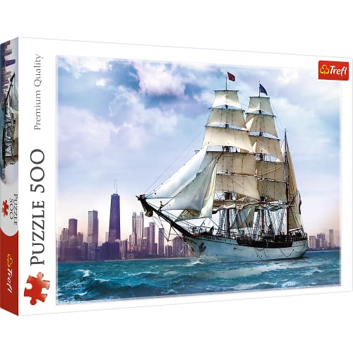 ѥ  ꥫ Trefl 500 Piece Jigsaw Puzzles, Sailing Towards Chicago, Multicolorѥ  ꥫ