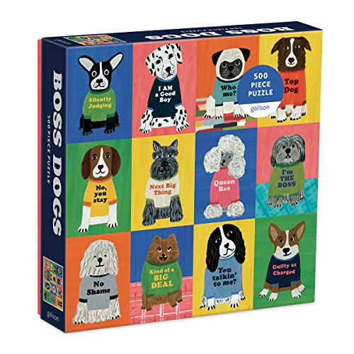 ѥ  ꥫ Galison Boss Dogs 500 Piece Family Puzzle from Galison - Featuring Bright and Colorful Illustrations, Perfect for The Whole Family to Enjoy Together, 20