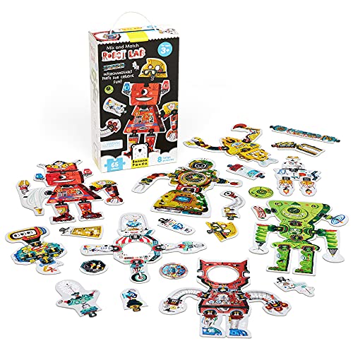 ジグソーパズル 海外製 アメリカ Banana Panda Mix and Match Robot Lab Toddler Puzzles - Includes 8 Large, Interchangeable Jigsaw Puzzles with 65 Total Pieces to Create Robots - for Kids Ages 3 Years and upジグソーパズル 海外製 アメリカ