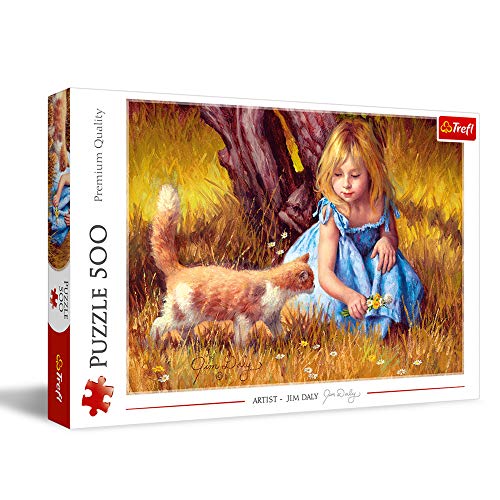 ѥ  ꥫ TREFL 500 Piece Jigsaw Puzzles, in The Center of Attention, Jim Daly Puzzle with Little Girl and Cat, Adult Puzzles, Trefl 37291ѥ  ꥫ