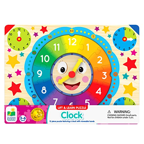 WO\[pY CO AJ The Learning Journey: Lift & Learn Clock Puzzle - Lifted Clock Puzzles for Kids - Preschool Toys & Activities for Children Ages 3-6 Years (12 Pieces)WO\[pY CO AJ
