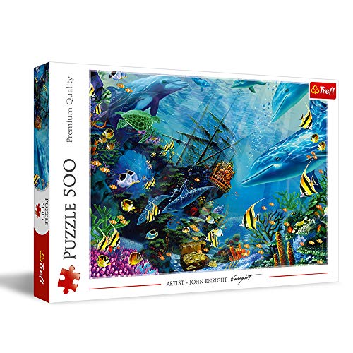 ѥ  ꥫ TREFL 500 Piece Jigsaw Puzzle, Hidden Treasure, Sealife, Ocean, Sunken Ship, Coral Reef, Adult Puzzles, Trefl 37385ѥ  ꥫ