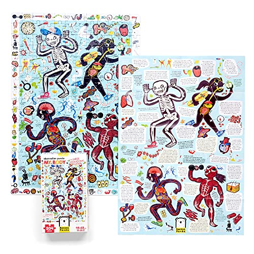 WO\[pY CO AJ Banana Panda My Body Observation Puzzle - 204-Piece Jigsaw Floor Puzzle with Seek & Find Activity - Includes Large Educational Poster with Human Anatomy Facts, for Kids Ages 7 Years and upWO\[pY CO AJ