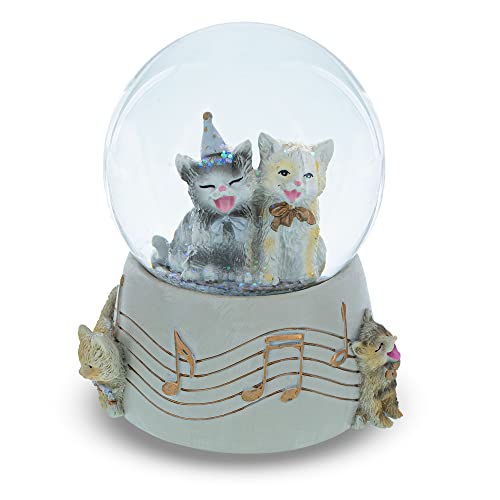 スノーグローブ 雪 置物 インテリア 海外モデル Feline Festivity: Musical Water Snow Globe with Cat..