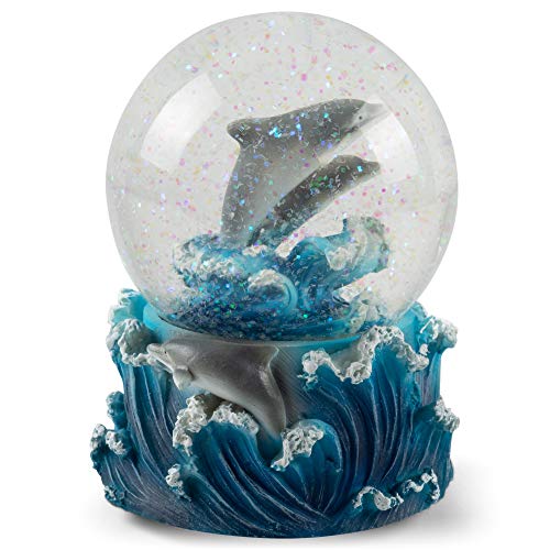 スノーグローブ 雪 置物 インテリア 海外モデル Elanze Designs Playful Dolphins Ocean Sea Family Wa..