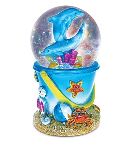 スノーグローブ 雪 置物 インテリア 海外モデル COTA Global Dolphin Sand Bucket Snow Globe - Water Globe Figurine with Sparkling Glitter, Collectible Novelty Ornament for Home Decor, for Birthdays, Christmas,スノーグローブ 雪 置物 インテリア 海外モデル