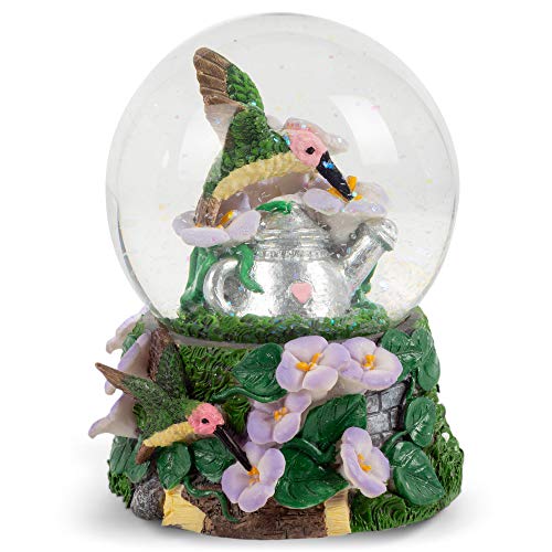 スノーグローブ 雪 置物 インテリア 海外モデル Elanze Designs Hummingbirds Purple Flowers Garden Tabletop Figurine 100MM Sturdy Wind Up Musical Glitter Water Snow Globe Plays Tune A Few of My Favorite Thingsスノーグローブ 雪 置物 インテリア 海外モデル