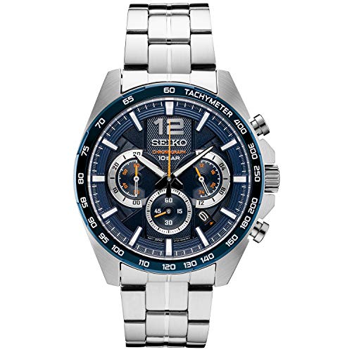 楽天angelica腕時計 セイコー メンズ SEIKO SSB345 Watch for Men - Essentials - with Quartz Chronograph, Tachymeter Bezel, Blue Ion-Finish, Date Calendar, Stainless Steel Case and Bracelet, and 100m Water-Resistant腕時計 セイコー メンズ