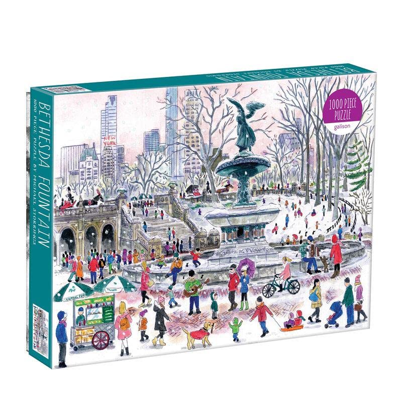 WO\[pY CO AJ Galison Michael Storrings Bethesda Fountain Jigsaw Puzzle,27h x 20''Illustrated Art Puzzle with Scene from a Central Park Landmark Challenging Family Friendly Fun Indoor Activity,MulticoWO\[pY CO AJ