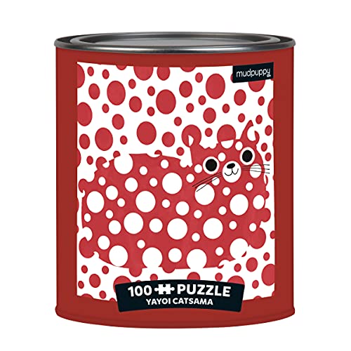 ジグソーパズル 海外製 アメリカ Mudpuppy Yayoi Catsama Artsy Cat Puzzle Tin, 100 Pieces, 12”x12” Perfect Family Puzzle for Ages 6 - Colorful Feline Portraits Inspired by Great Artists Paint Can Package Fジグソーパズル 海外製 アメリカ