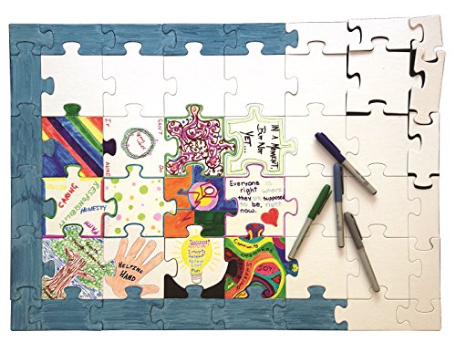 ѥ  ꥫ Hygloss Products Blank Community Puzzle - Fun Group Activity - Great for Parties, Weddings, Classroom, Office & More - Approx. 20 x 28 Inches - 48 White Puzzle Pieces - 5 Setsѥ  ꥫ