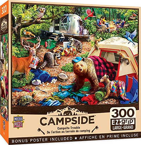 ジグソーパズル 海外製 アメリカ Masterpieces 300 Piece EZ Grip Jigsaw Puzzle - Campsite Trouble - Camping Entertainment - 18"x24" - XL Pieces, Unique Design, Eco-Friendly, Challenging, Quality Guaranteeジグソーパズル 海外製 アメリカ