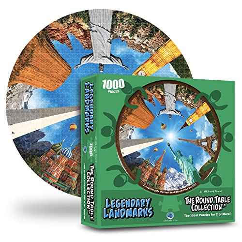 ジグソーパズル 海外製 アメリカ A Broader View Legendary Landmarks Round Table Puzzle - 1000 Piec..