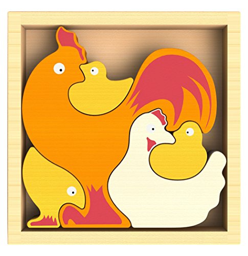 ジグソーパズル 海外製 アメリカ 【送料無料】BeginAgain Chicken Family Puzzle - Creativity and Storytelling Skills - 5 Piece Set, Kids 2 and Up, 6