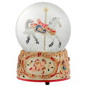 スノーグローブ 雪 置物 インテリア 海外モデル Gilded Gold Tone Cupid and Carousel Horse 100MM Musical...