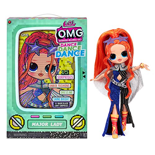 エルオーエルサプライズ 人形 ドール L.O.L. Surprise OMG Dance Dance Dance Major Lady Fashion Doll with 15 Surprises Including Magic Black Light, Shoes, Hair Brush, Doll Stand and TV Package - A Great Gift for Girls エルオーエルサプライズ 人形 ドール