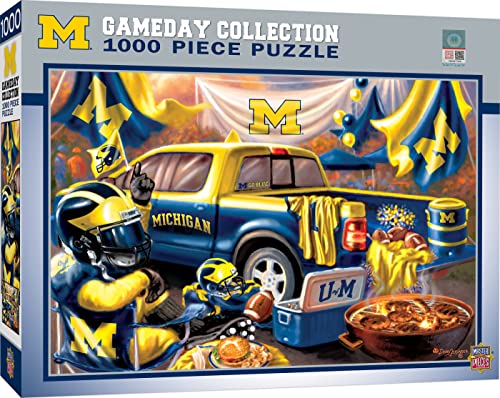 WO\[pY CO AJ Masterpieces 1000 Piece Jigsaw Puzzle for Adults - NCAA Michigan Wolverines Gameday - 19.25