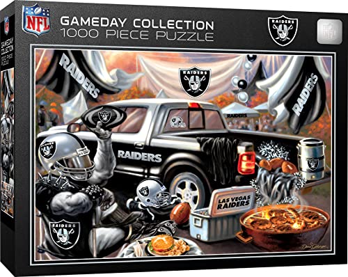 WO\[pY CO AJ Masterpieces 1000 Piece Jigsaw Puzzle for Adults - NFL Las Vegas Raiders Gameday - 19.25