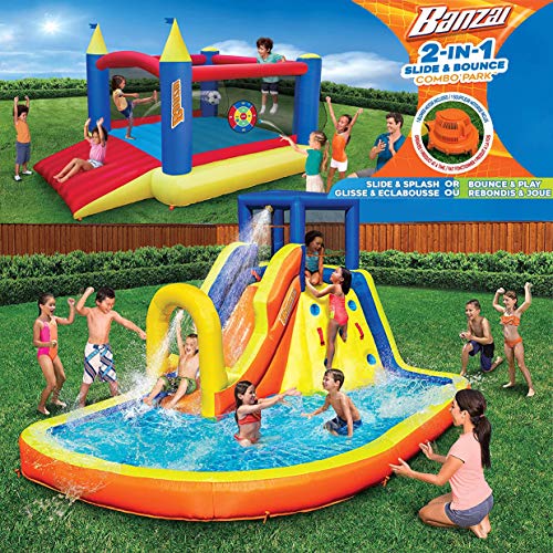 フロート プール 水遊び おもちゃ 【送料無料】BANZAI Inflatable Water Slide & Bounce House (Combo Pack) - Huge Heavy Duty Outdoor Kids Adventure Park Pool with Sprinkler Wave and Slide Plus Large Bonus 12’x9 Bounフロート プール 水遊び おもちゃ