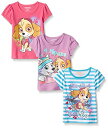 パウパトロール 子供服 半袖Tシャツ 3点セット 5T 日本サイズ110-120相当 スカイ エベレスト 複数キャラクター ピンク/パープル/ストライプ キッズ ファッション 男の子 女の子