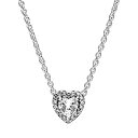 パンドラ アクセサリー ブランド かわいい おしゃれ Pandora Jewelry Elevated Heart Cubic Zirconia Necklace in Sterling Silver, 17.7