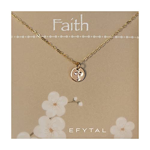 EFYTAL アクセサリー ブランド かわいい おしゃれ EFYTAL Baptism Gifts for Girl, Dainty Gold Necklace for Women, Confirmation Gifts for Teenage Girl, Catholic Gifts, Cross Necklace for Girls, Christian GiftEFYTAL アクセサリー ブランド かわいい おしゃれ