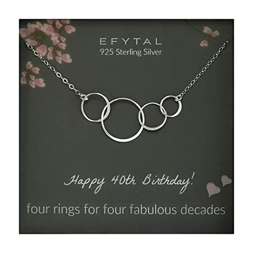 EFYTAL アクセサリー ブランド かわいい おしゃれ EFYTAL 40th Birthday Gifts Women, Sterling Silver Four Circle Necklace, Gift for 40 Year Old Woman Birthday, Womens 40th Birthday Gifts Ideas, 40th BirthdayEFYTAL アクセサリー ブランド かわいい おしゃれ