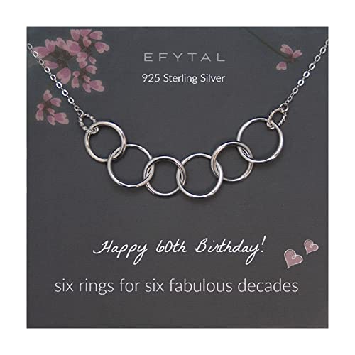 EFYTAL アクセサリー ブランド かわいい おしゃれ EFYTAL 60th Birthday Gifts for Women, 925 Sterling Silver Six Circle Necklace For Her, Gifts for 60 Year Old Woman, 60 Birthday Friendship Necklace for WomeEFYTAL アクセサリー ブランド かわいい おしゃれ