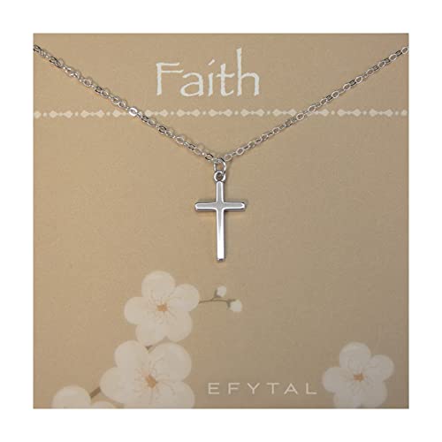 EFYTAL アクセサリー ブランド かわいい おしゃれ EFYTAL Small Cross Necklace for Women and Girls, Confirmation Gifts for Teenage Girl, First Communion Baptism Gifts for Girl, Sterling Silver Dainty NecklacEFYTAL アクセサリー ブランド かわいい おしゃれ