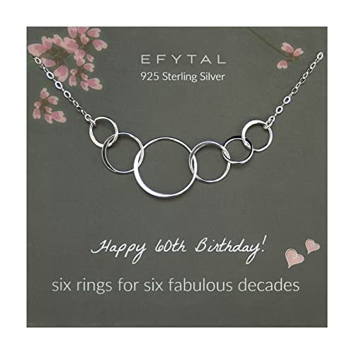 EFYTAL アクセサリー ブランド かわいい おしゃれ EFYTAL 60th Birthday Gifts for Women, Sterling Silver Six Circle Necklace for Her, Gifts for 60 Year Old Woman, 60th Birthday Necklace, Birthday Gifts for WEFYTAL アクセサリー ブランド かわいい おしゃれ