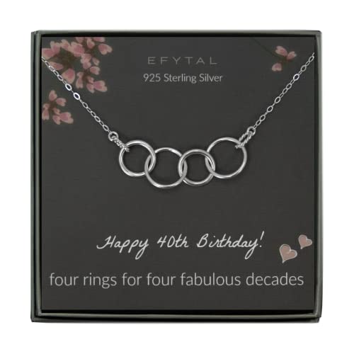 EFYTAL アクセサリー ブランド かわいい おしゃれ EFYTAL 40th Birthday Gifts for Women, 925 Sterling Silver Four Circle Necklace For Her, Thick Ring 4 Decade Jewelry 40 Years OldEFYTAL アクセサリー ブランド かわいい おしゃれ