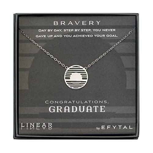 EFYTAL アクセサリー ブランド かわいい おしゃれ EFYTAL Graduation Gifts, 925 Sterling Silver Bravery Linear Necklace, Grad Gift for Daughter, Geometric Pendant Jewelry for Women, Congrats GradEFYTAL アクセサリー ブランド かわいい おしゃれ