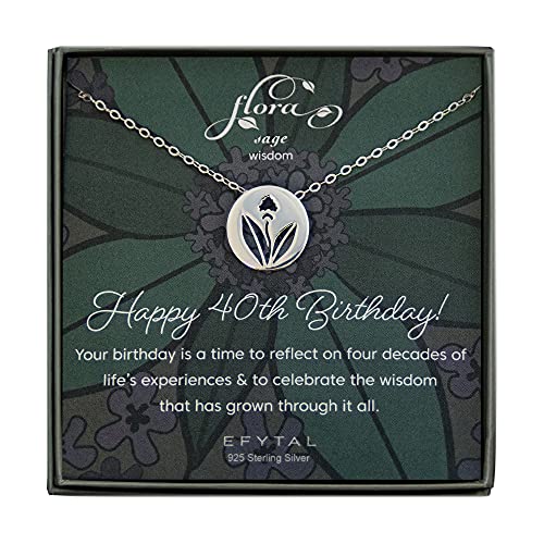 EFYTAL アクセサリー ブランド かわいい おしゃれ EFYTAL 40th Birthday Gifts for Women, 925 Sterling Silver Floral Sage Necklace for Her, 4 Decade Jewelry 40 Years Old, Best FriendEFYTAL アクセサリー ブランド かわいい おしゃれ