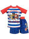 パウパトロール 子供服 水着 4T 日本サイズ110相当 チェイス マーシャル ラブル ロッキー 複数キャラクター ブルー/ストライプ キッズ ファッション 男...