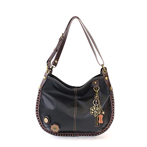 chala obO pb` Jo 킢 CHALA Handbag Charming Black Cross-body or Shoulder Convertible Large Tote Bag - BLACK (Bronze Metal Paw)chala obO pb` Jo 킢