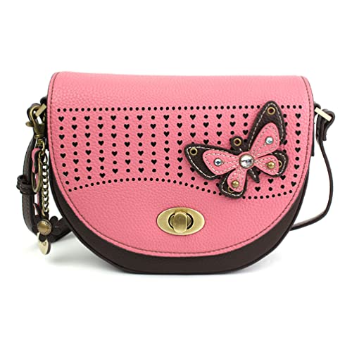 chala バッグ パッチ カバン かわいい Chala Half Moon Organizer Crossbody Cell Phone Purse-Women Faux Leather Multicolor Handbag with Adjustable Strap - Butterfly Pinkchala バッグ パッチ カバン かわいい