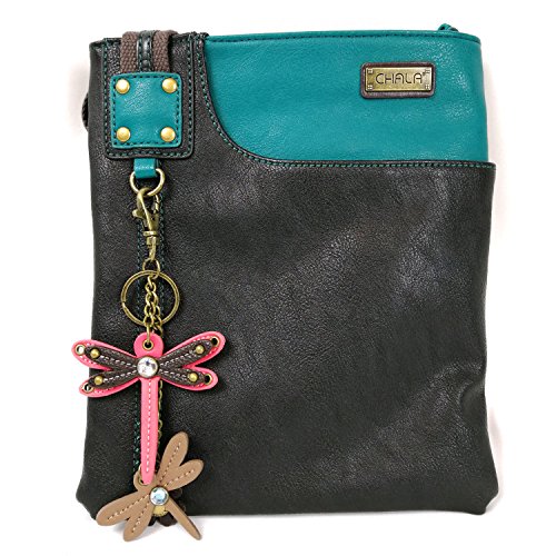 chala バッグ パッチ カバン かわいい 【送料無料】Chala Crossbody SWING Bag Vegan Leather with Detachable Mini Key fob (Teal- 609 Pink Dragonfly)chala バッグ パッチ カバン かわいい