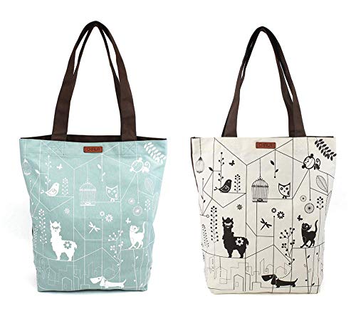 楽天angelicachala バッグ パッチ カバン かわいい CHALA Canvas Eco Tote Assortment with Interior Organizer - Pack of 2chala バッグ パッチ カバン かわいい