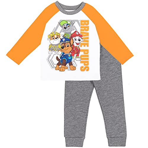 【送料無料】パウパトロール 子供服 長袖Tシャツ ズボンセット ジョガーパンツ 2T 日本サイズ95相当 チェイス マーシャル 複数キャラクター オレンジ キッズ ファッション 男の子 女の子