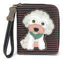 chala z pb` EHbg ` CHALA Zip Around Wallet, Wristlet, 8 Credit Card Slots, Sturdy Pu Leather - Poodle - Burgundy Stripechala z pb` EHbg `