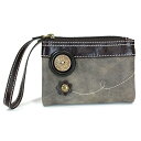 chala z pb` EHbg ` CHALA Double Zip Wallet - PU Leather Folding Wristlet - Stone Gray -chala z pb` EHbg `