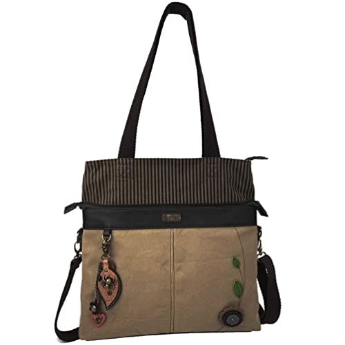 chala バッグ パッチ カバン かわいい Chala Olive Canvas Convertible Work Tote with Brown Stripe (Olive_ Metal Spider)chala バッグ パッチ カバン かわいい